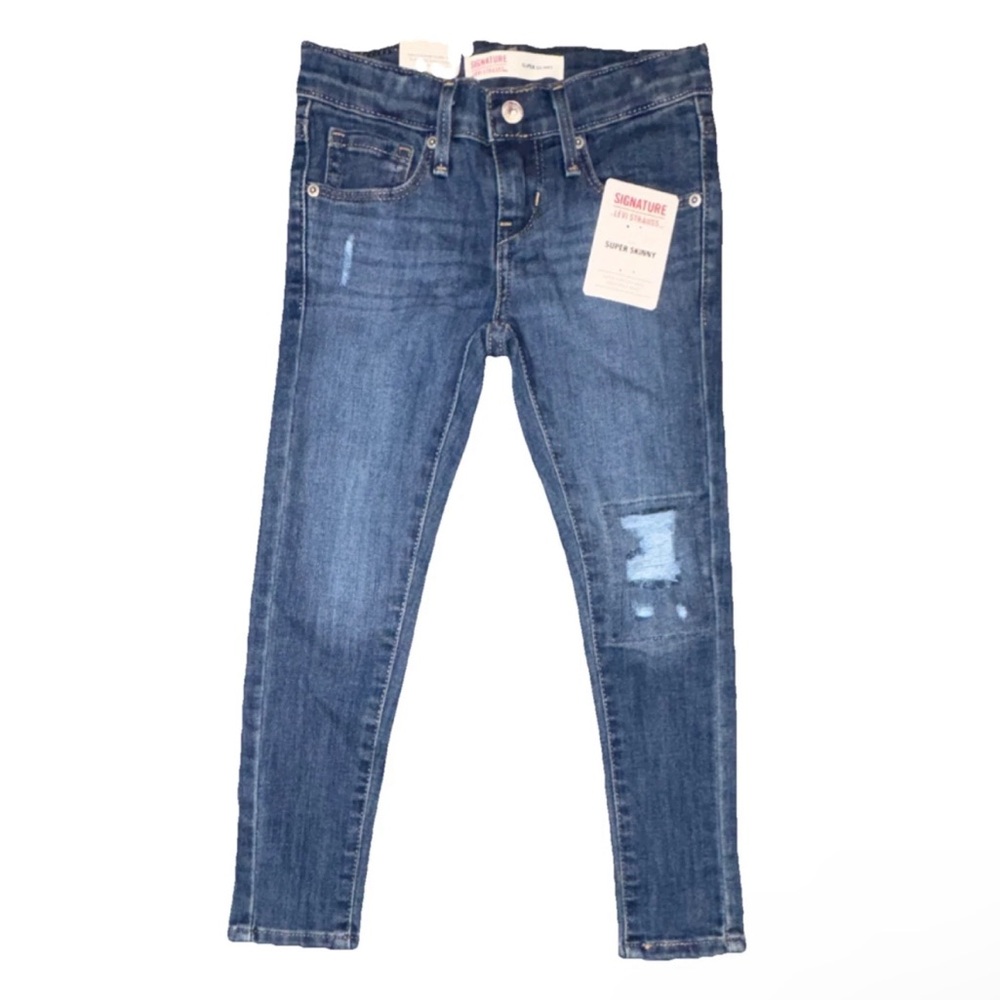 Signature by Levi Strauss Girls Super Skinny Blue Jeans Size 8 Adjustable Waist